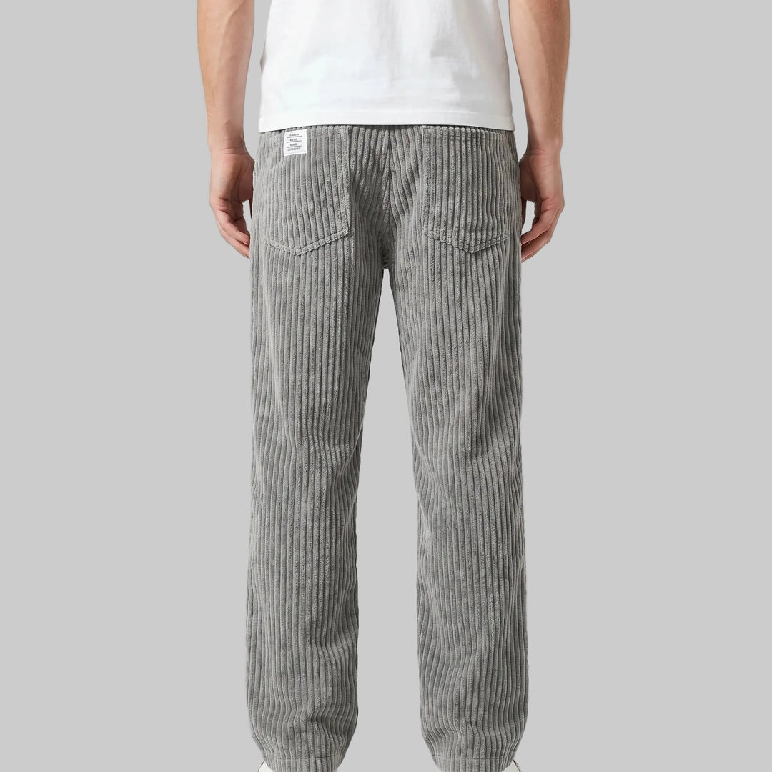 Men's Relaxed Fit Corduroy Trousers with Elasticated Drawstring Waist