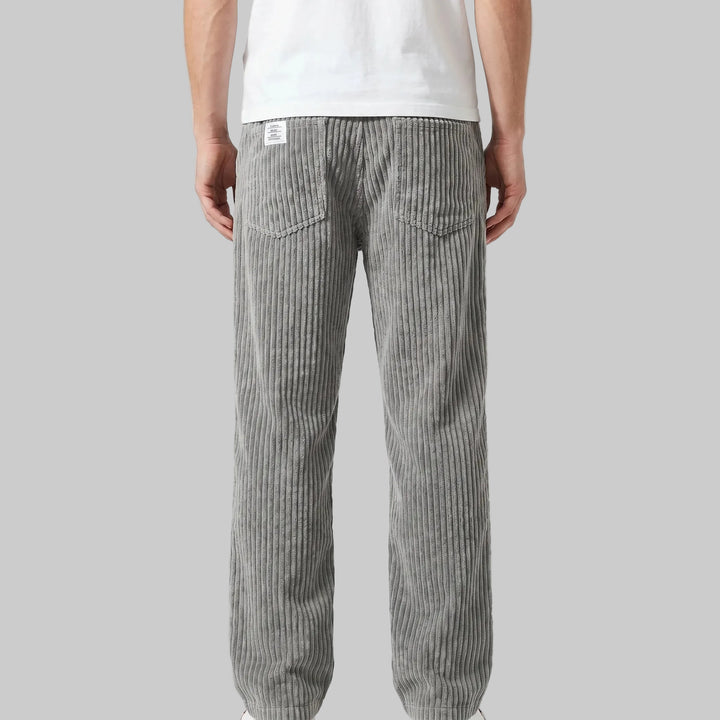 Men's Relaxed Fit Corduroy Trousers with Elasticated Drawstring Waist