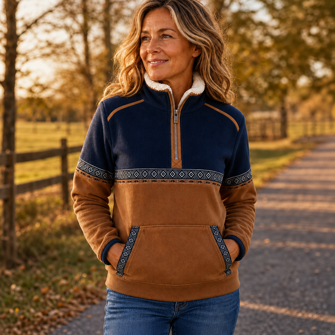 Women's Sherpa Collar Colour-Block Half-Zip Pullover
