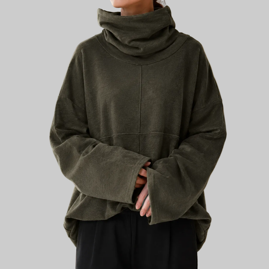 Women's Oversized Cowl Neck Fleece Knit Jumper