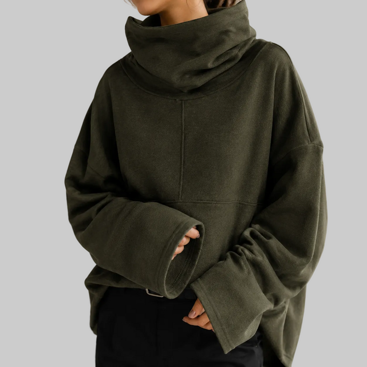 Women's Oversized Cowl Neck Fleece Knit Jumper