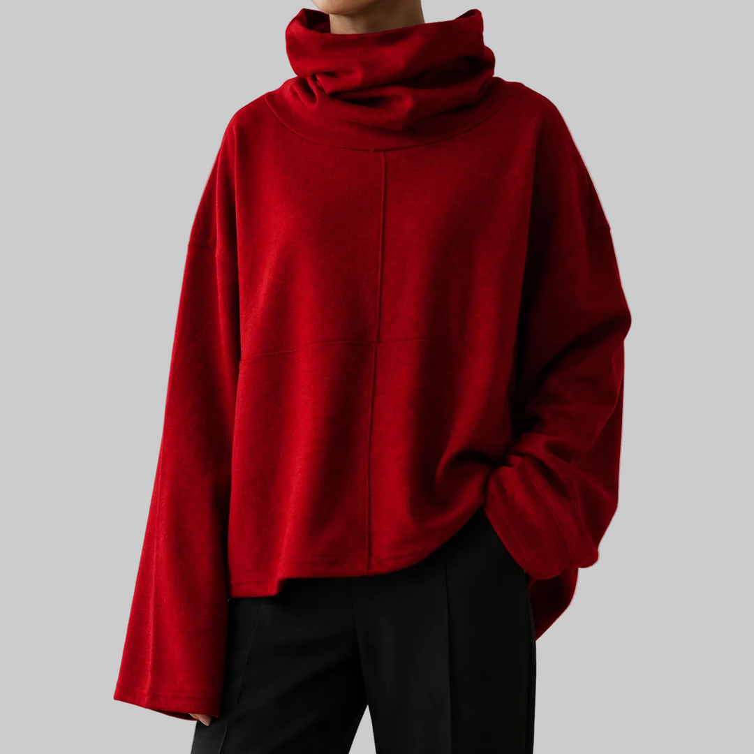 Women's Oversized Cowl Neck Fleece Knit Jumper