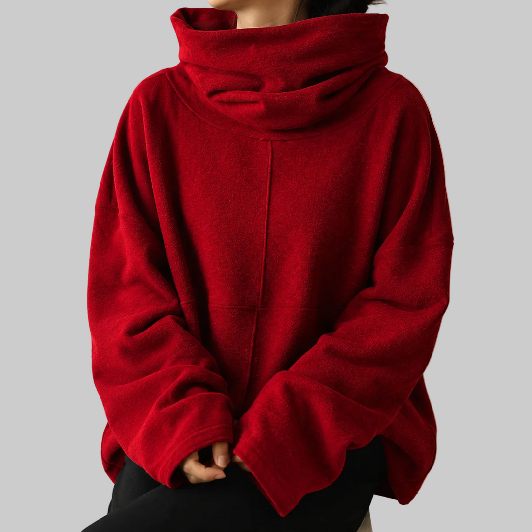 Women's Oversized Cowl Neck Fleece Knit Jumper
