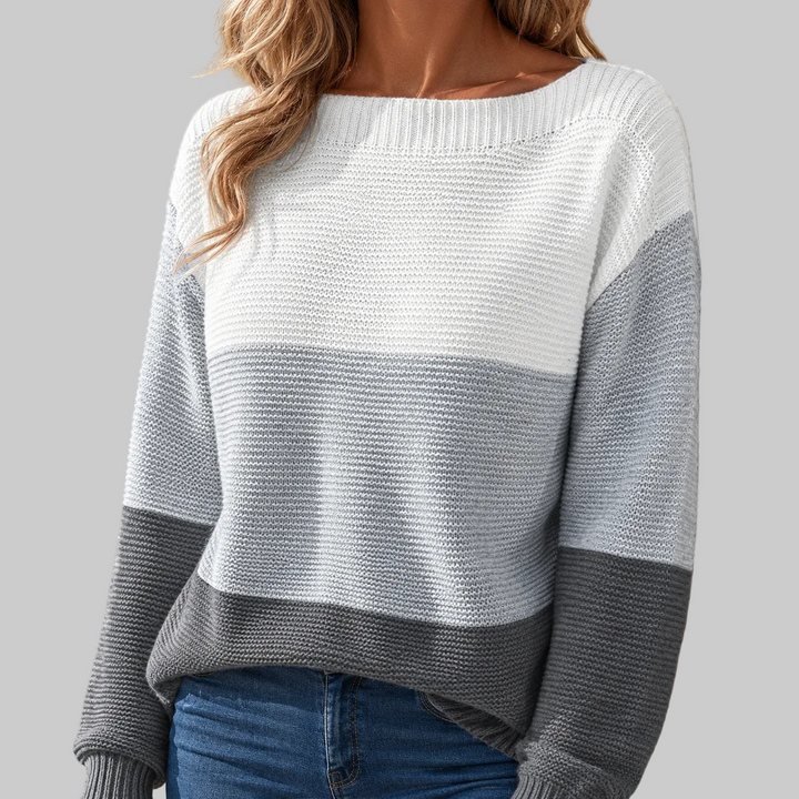 Colour Block Crew Neck Knitted Jumper