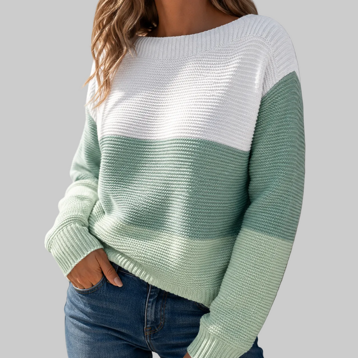 Colour Block Crew Neck Knitted Jumper