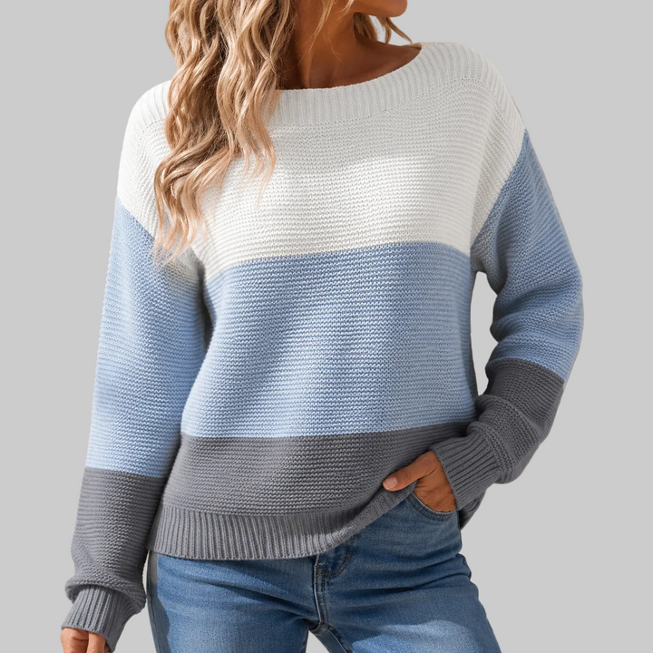 Colour Block Crew Neck Knitted Jumper