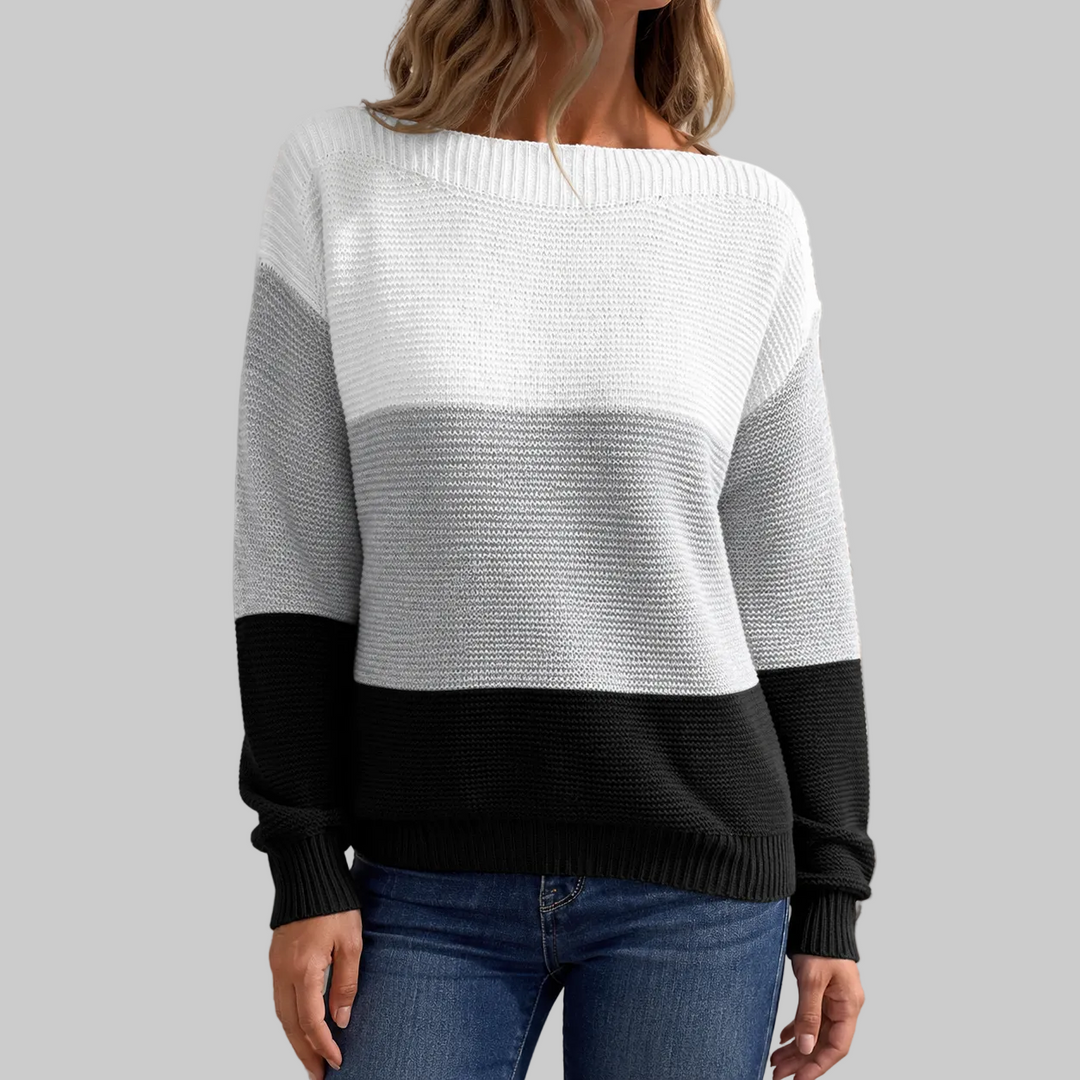Colour Block Crew Neck Knitted Jumper