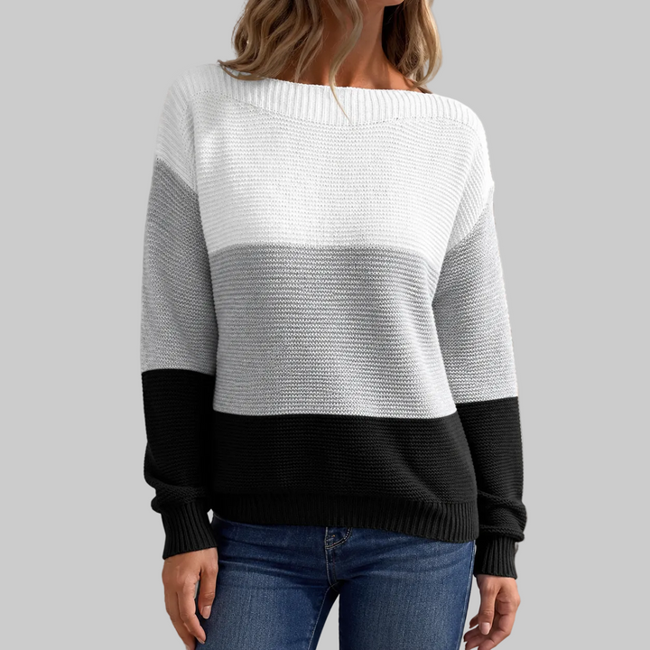 Colour Block Crew Neck Knitted Jumper