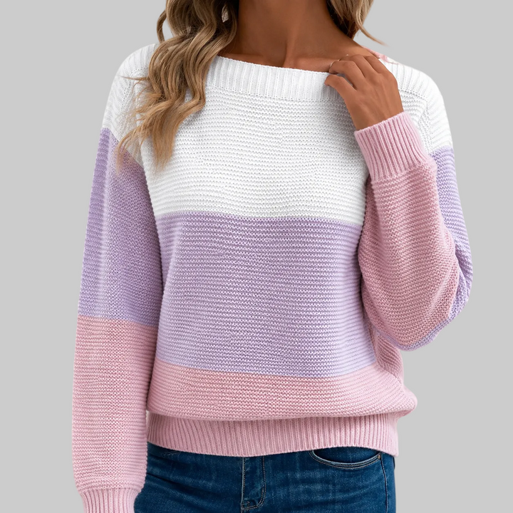 Colour Block Crew Neck Knitted Jumper