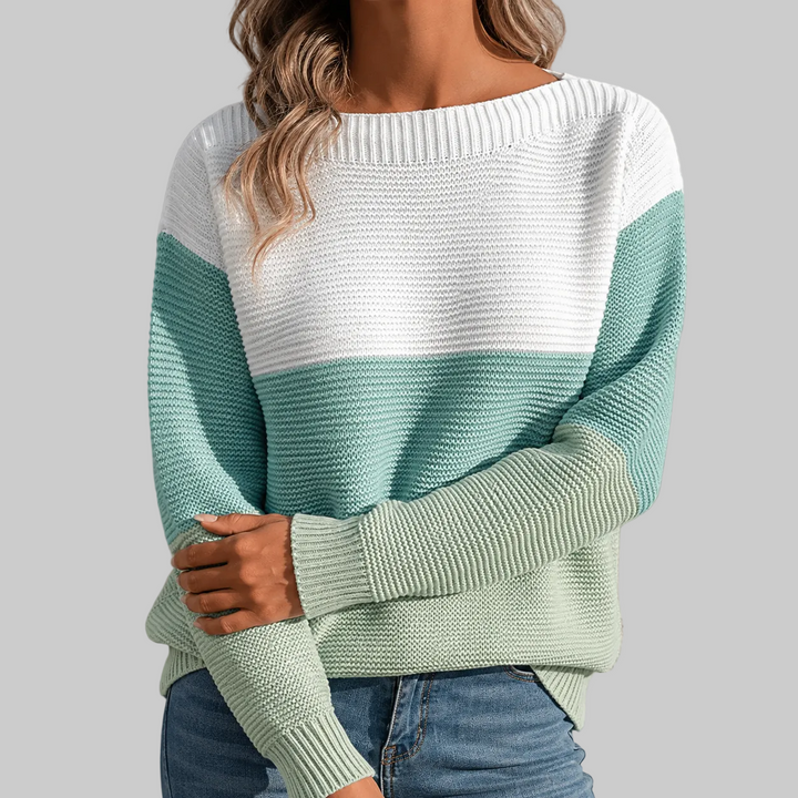Colour Block Crew Neck Knitted Jumper