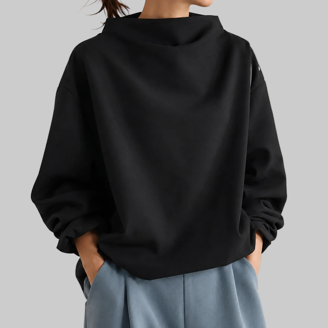 Women's Oversized High-Neck Knitted Jumper with Balloon Sleeves