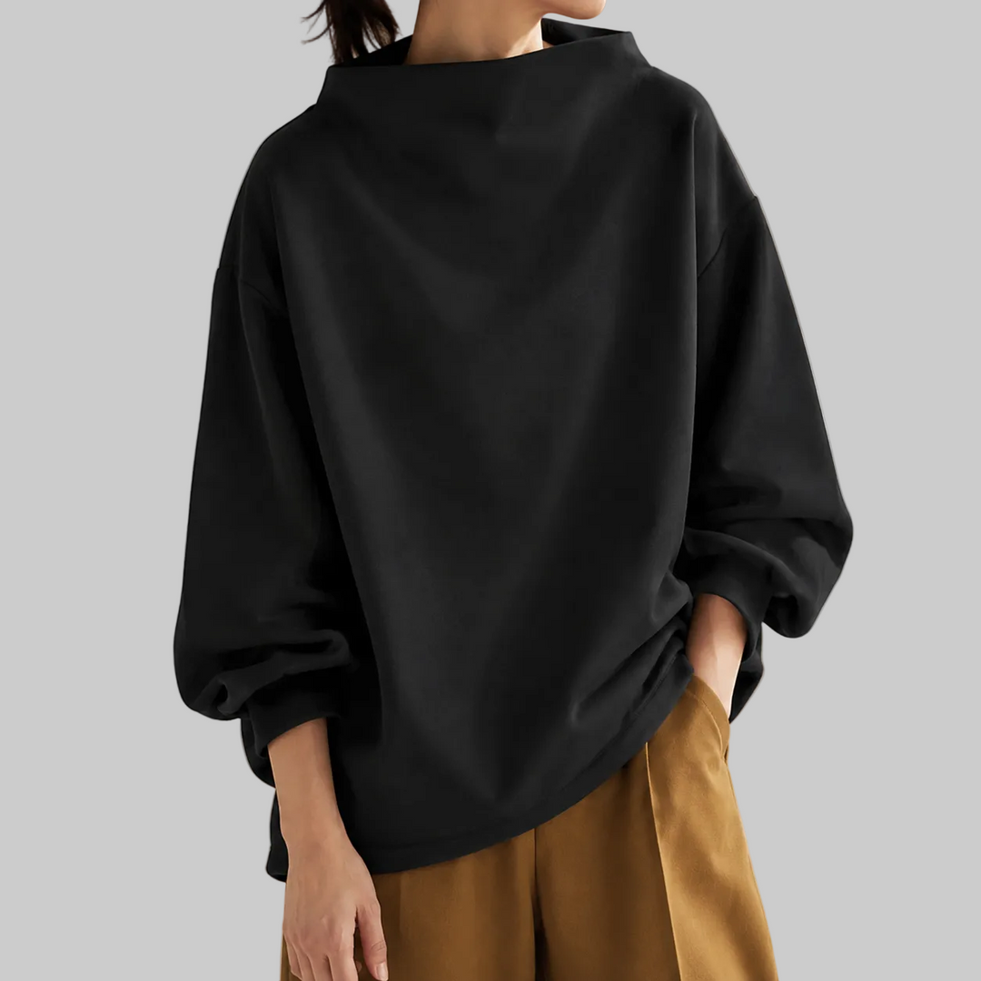 Women's Oversized High-Neck Knitted Jumper with Balloon Sleeves