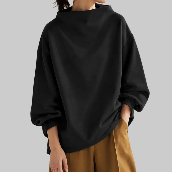 Women's Oversized High-Neck Knitted Jumper with Balloon Sleeves