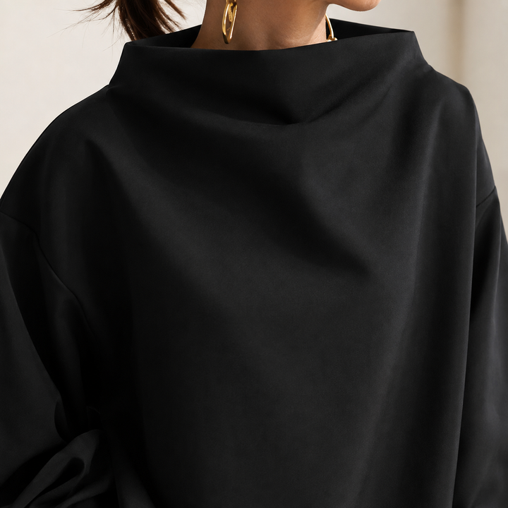 Women's Oversized High-Neck Knitted Jumper with Balloon Sleeves
