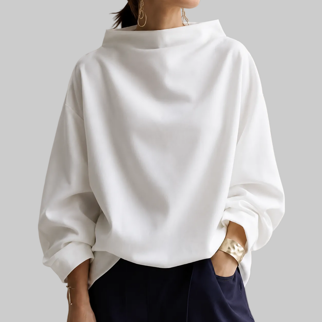 Women's Oversized High-Neck Knitted Jumper with Balloon Sleeves