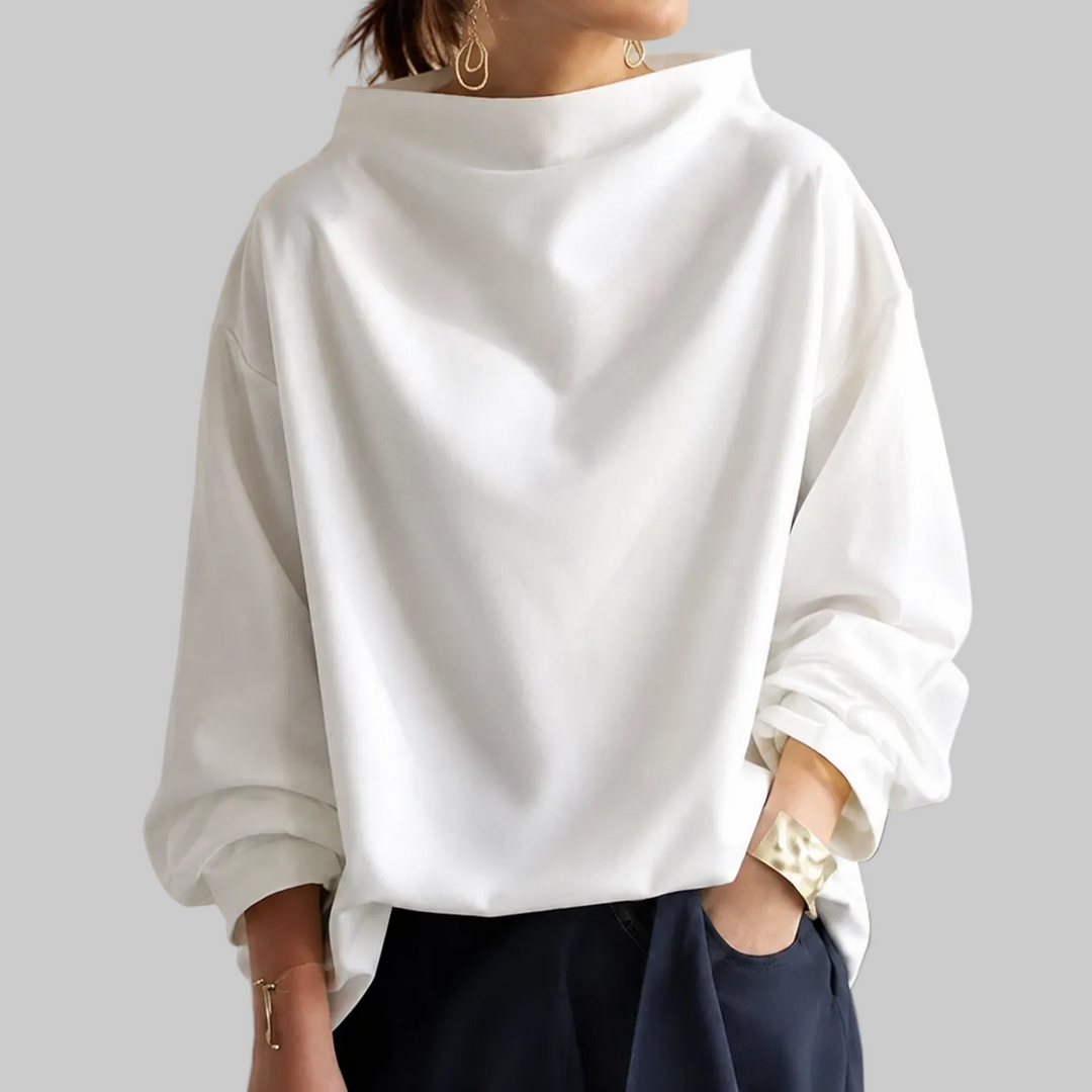 Women's Oversized High-Neck Knitted Jumper with Balloon Sleeves