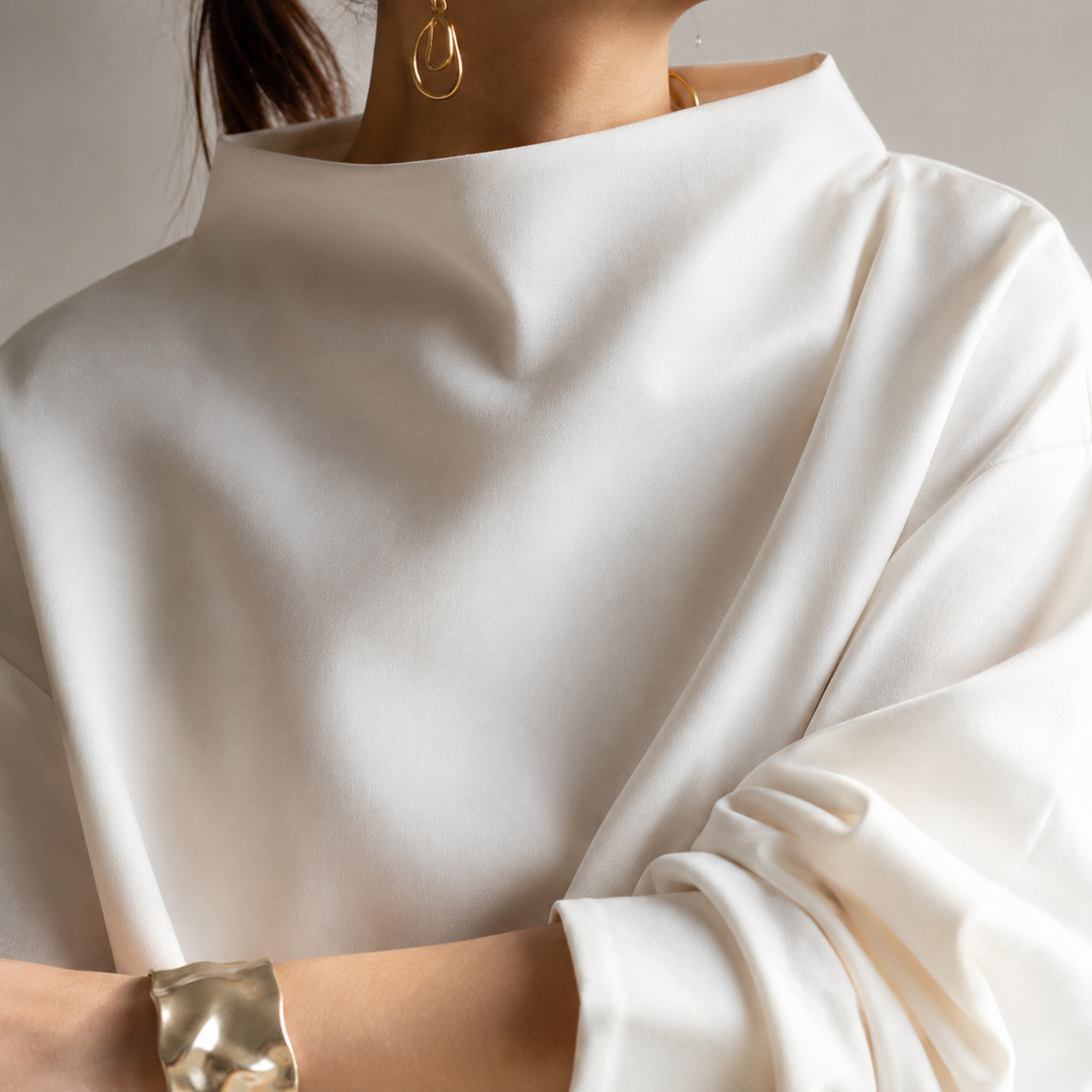 Women's Oversized High-Neck Knitted Jumper with Balloon Sleeves