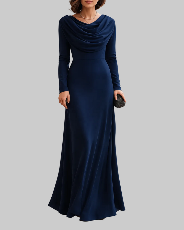 Draped Cowl Neck Maxi Dress