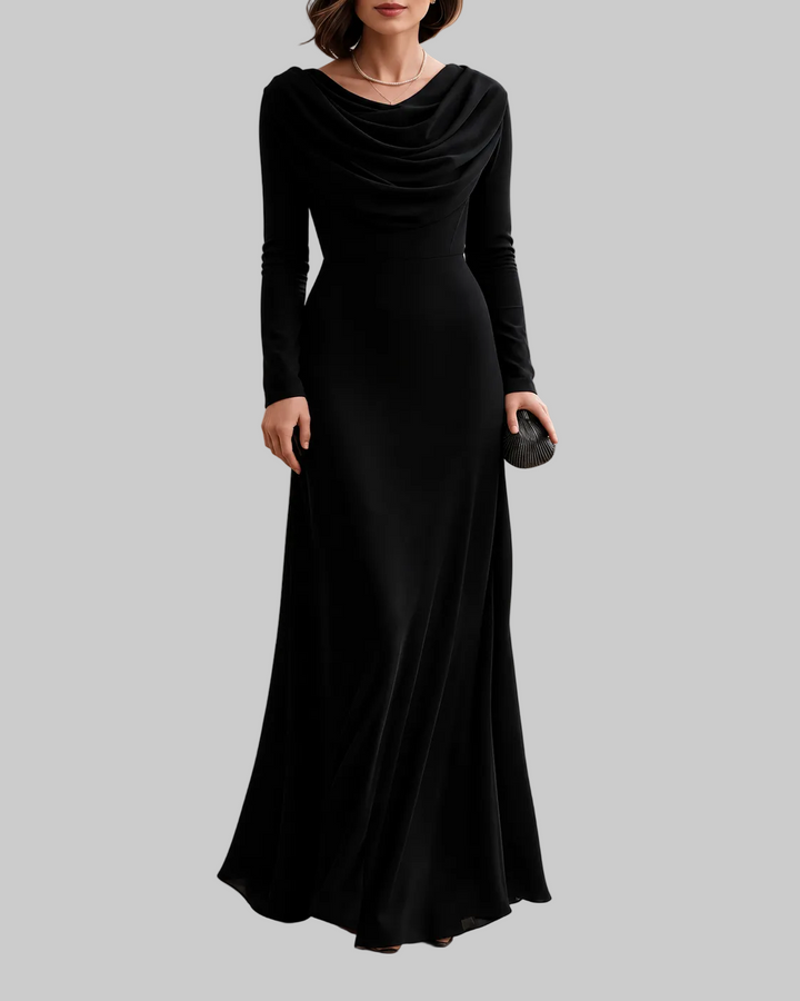 Draped Cowl Neck Maxi Dress
