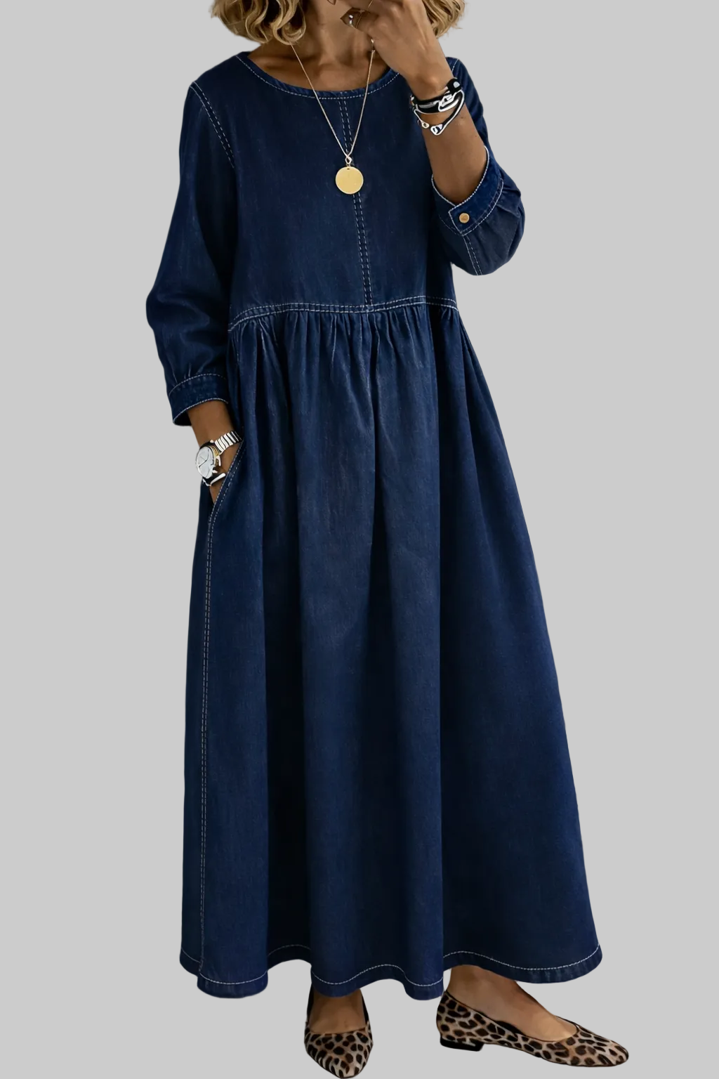 Vintage Denim Maxi Dress
