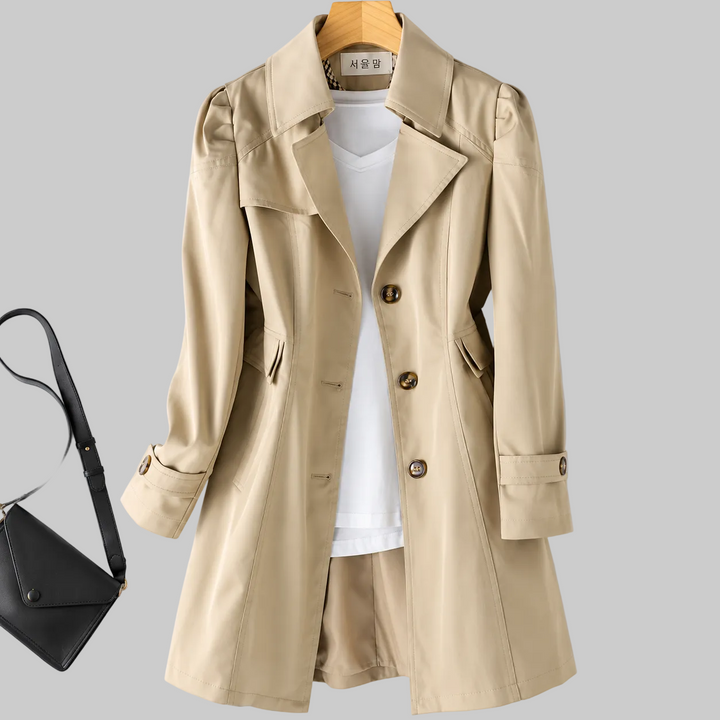 Women's Puff Shoulder Button-Front Trench Coat