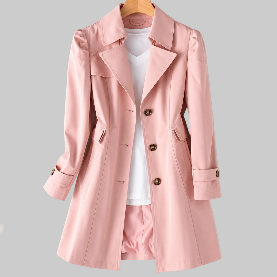 Women's Puff Shoulder Button-Front Trench Coat