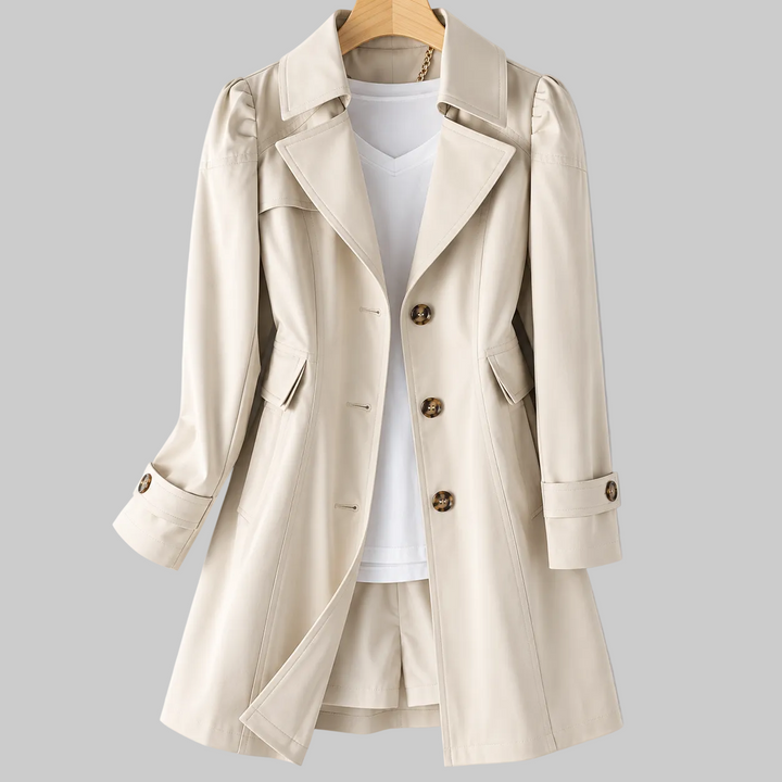 Women's Puff Shoulder Button-Front Trench Coat
