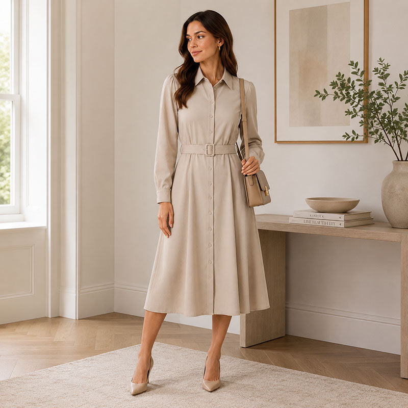 Clara Belted Shirt Dress