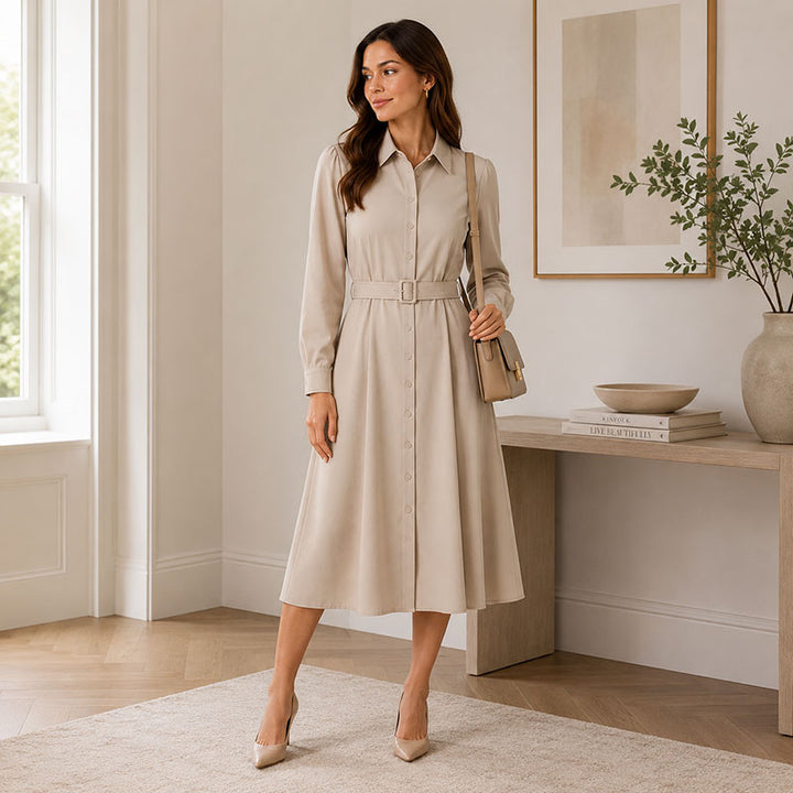 Clara Belted Shirt Dress