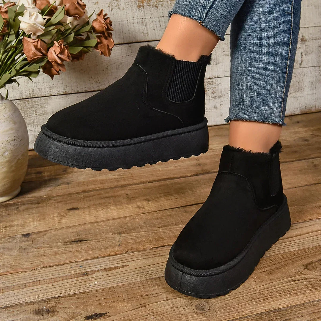 Women's Fur-Lined Faux Suede Platform Ankle Boots