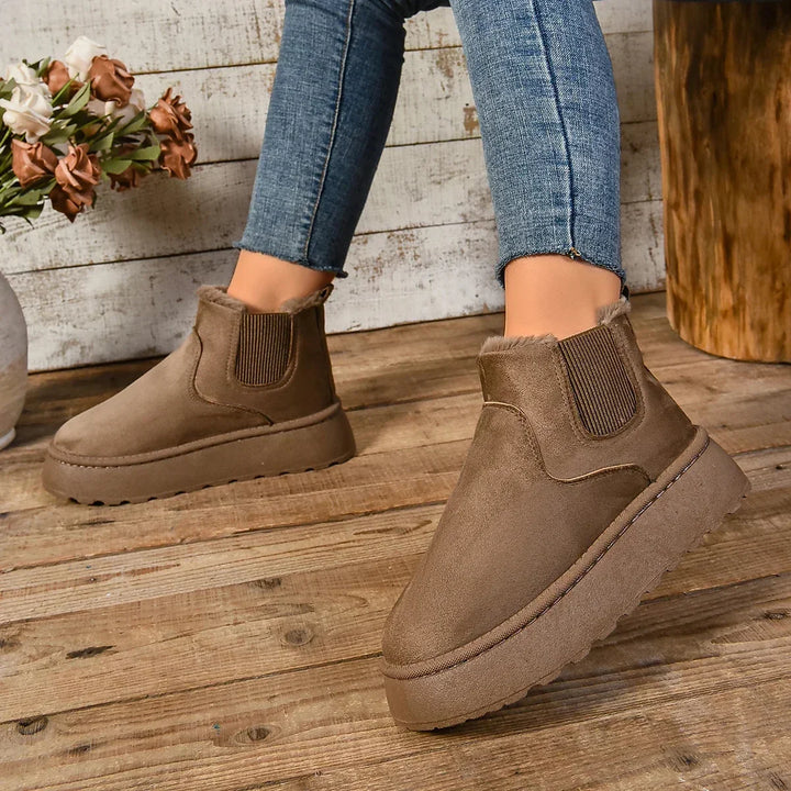 Women's Fur-Lined Faux Suede Platform Ankle Boots