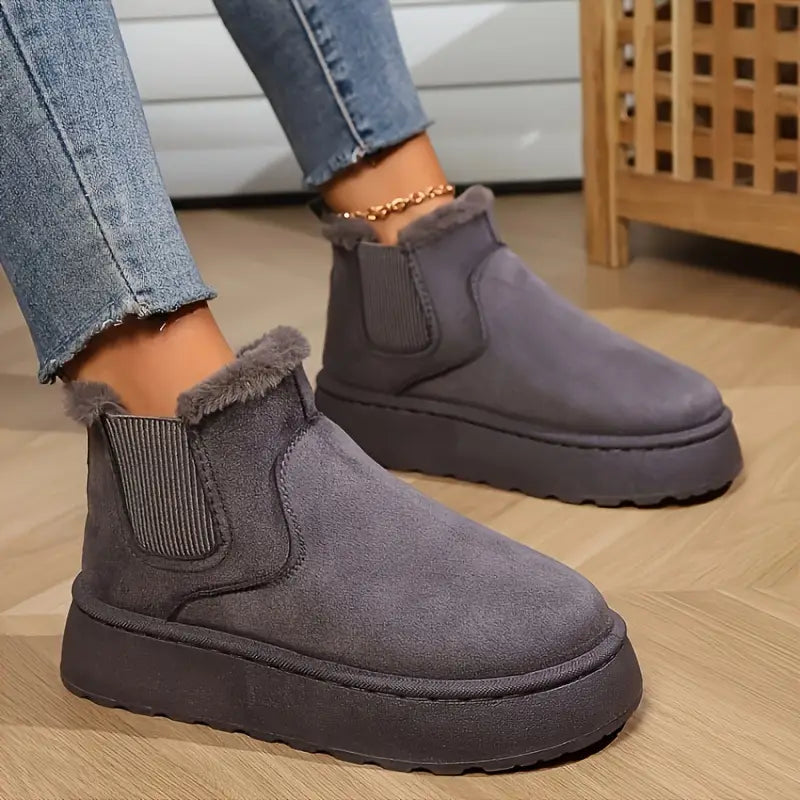 Women's Fur-Lined Faux Suede Platform Ankle Boots