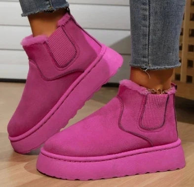 Women's Fur-Lined Faux Suede Platform Ankle Boots