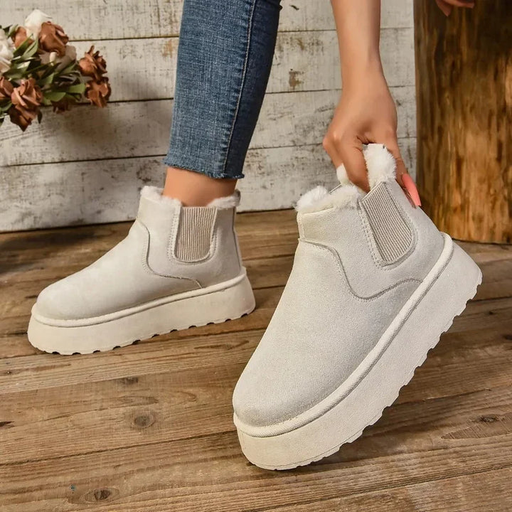 Women's Fur-Lined Faux Suede Platform Ankle Boots