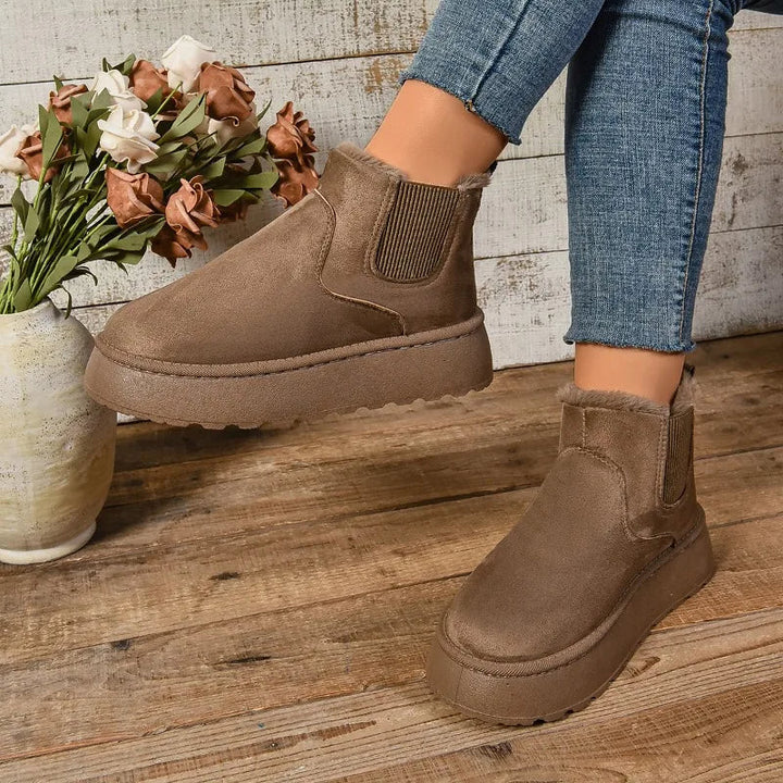 Women's Fur-Lined Faux Suede Platform Ankle Boots