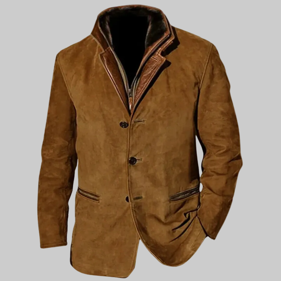 Relaxed Fit Vintage Jacket with Leather-Effect Details