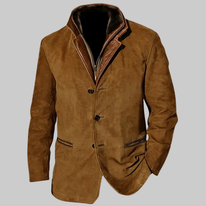 Relaxed Fit Vintage Jacket with Leather-Effect Details