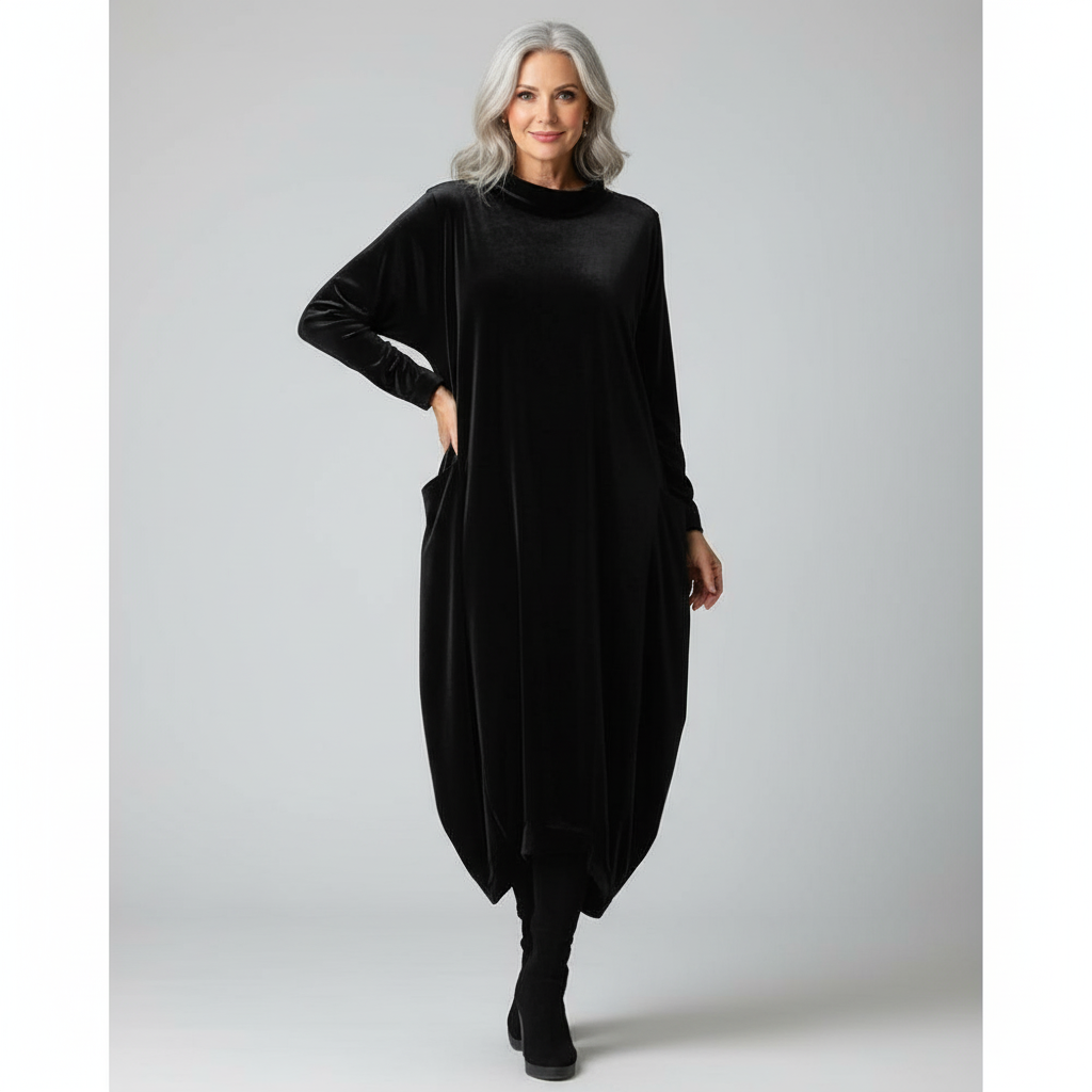 Long-Sleeve Dress with Pockets
