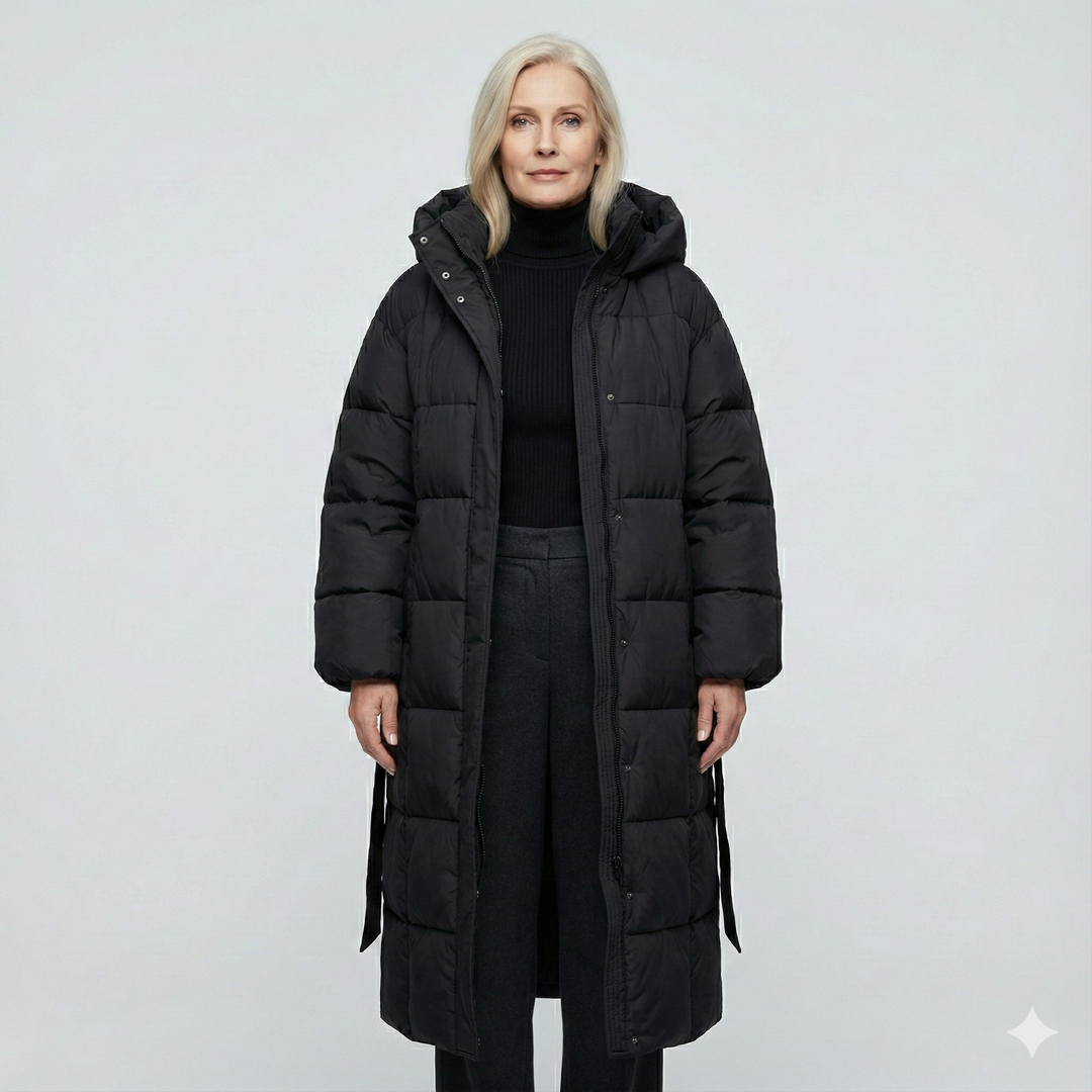 Women's Water-Resistant Long Belted Puffer Coat