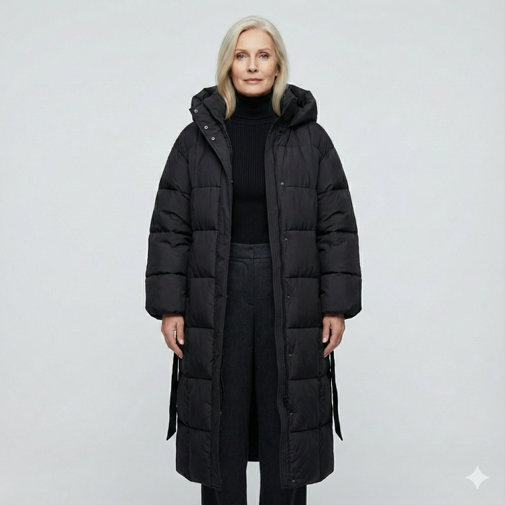 Women's Water-Resistant Long Belted Puffer Coat