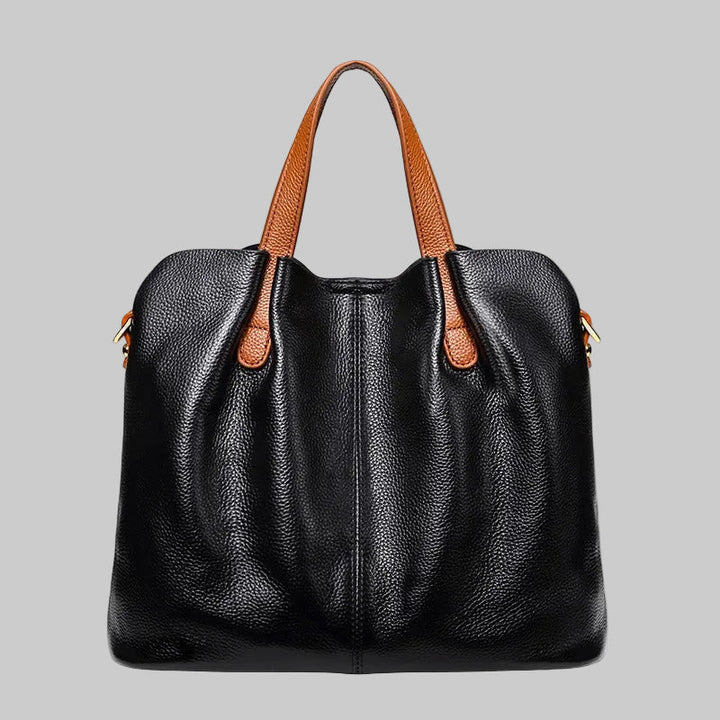 Structured Tote Bag with Contrast Top Handles