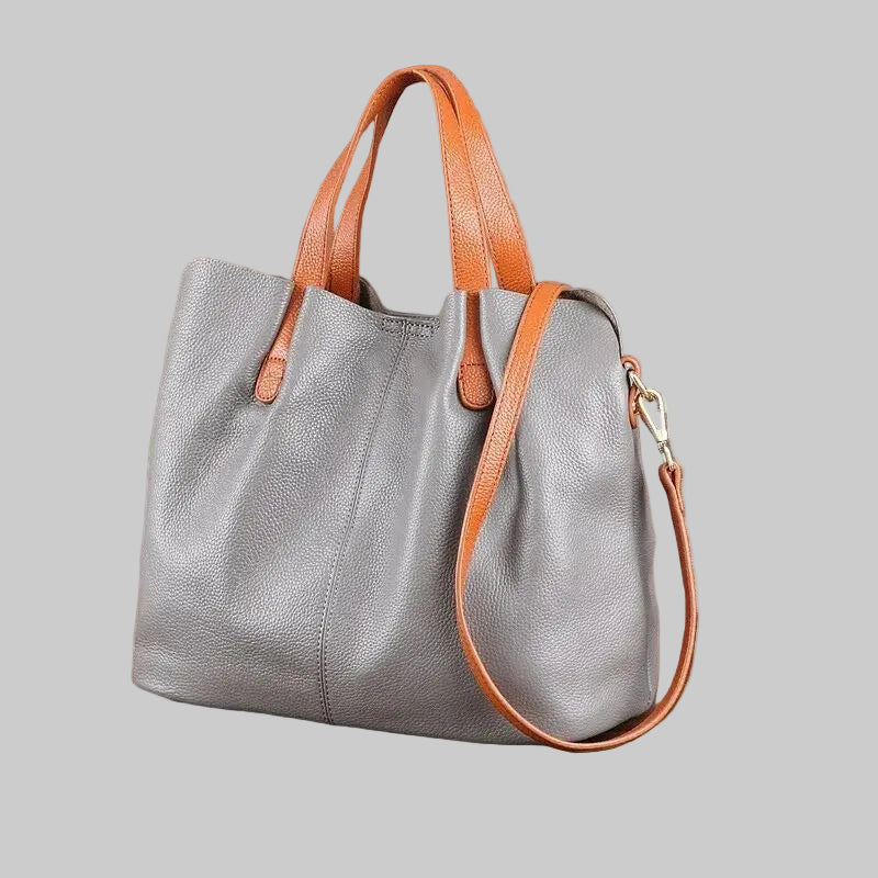 Structured Tote Bag with Contrast Top Handles