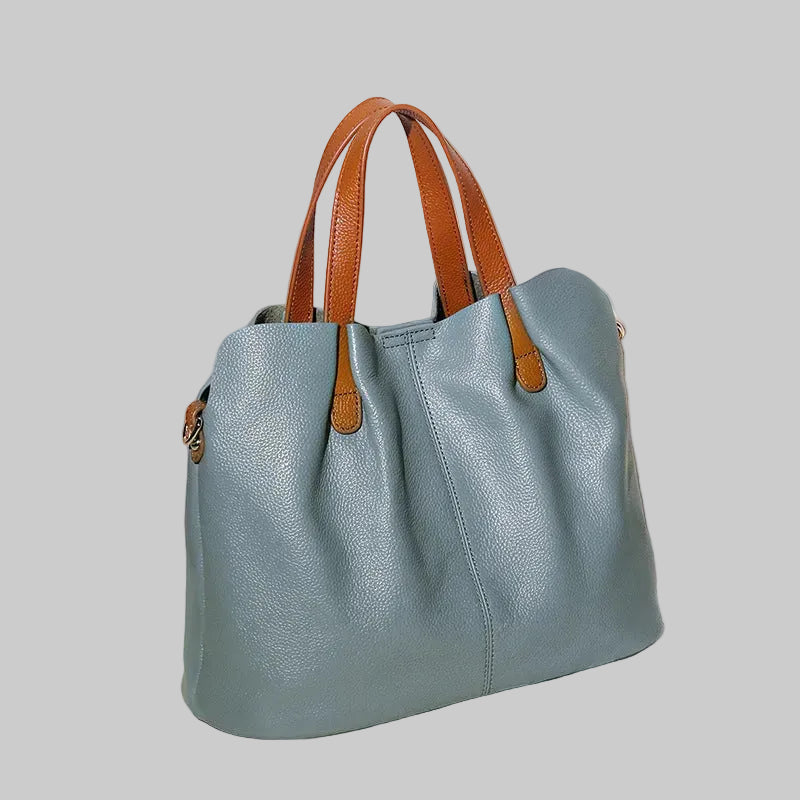 Structured Tote Bag with Contrast Top Handles