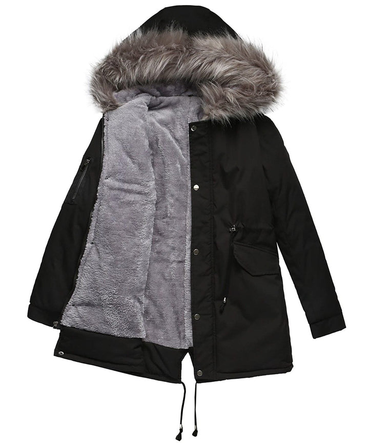 Women's Faux Fur Hooded Fleece-Lined Parka