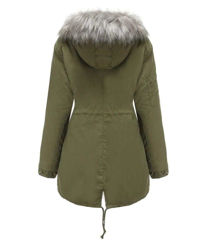 Women's Faux Fur Hooded Fleece-Lined Parka