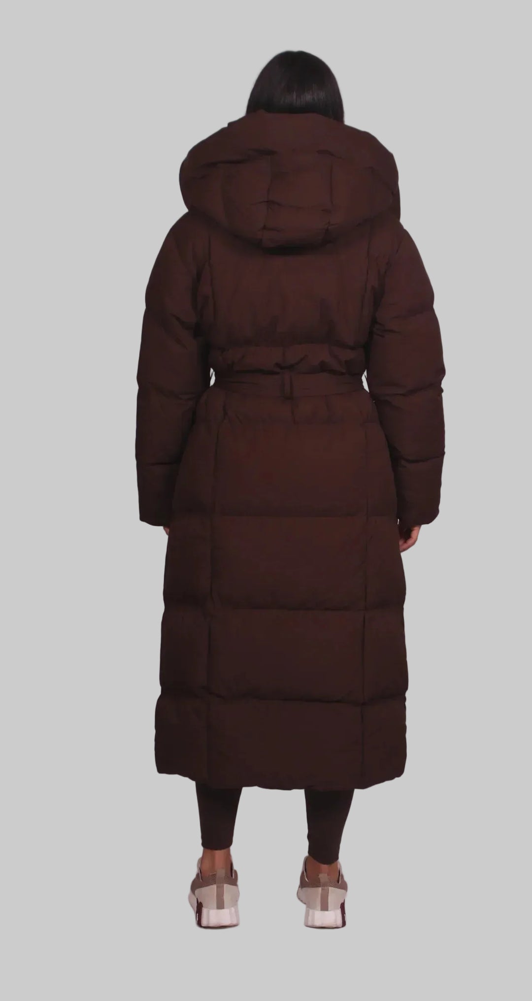 Women's Water-Resistant Long Belted Puffer Coat