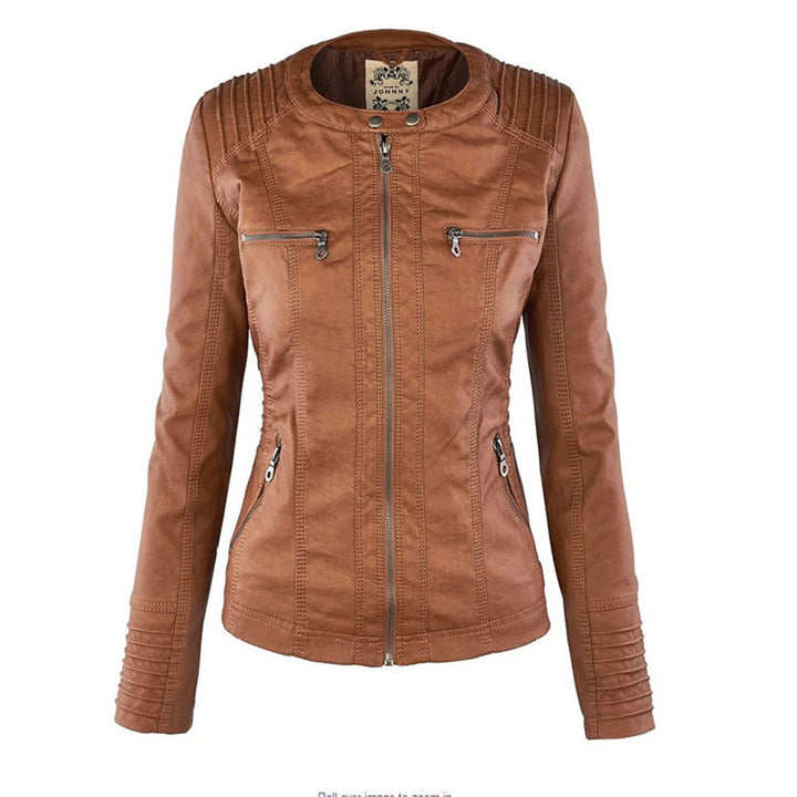Hooded Biker Jacket with Zipped Pockets and Shaped Waist