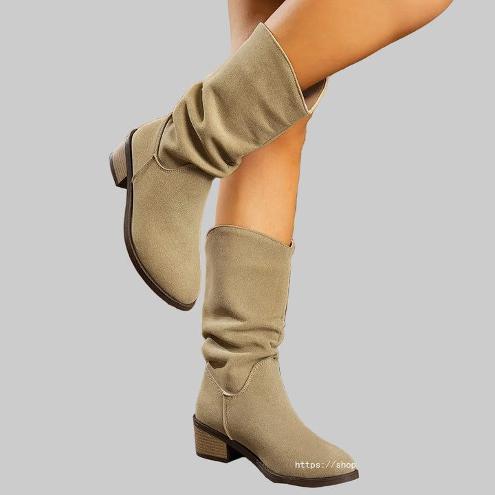Women's Slouch Knee-High Boots with Block Heel