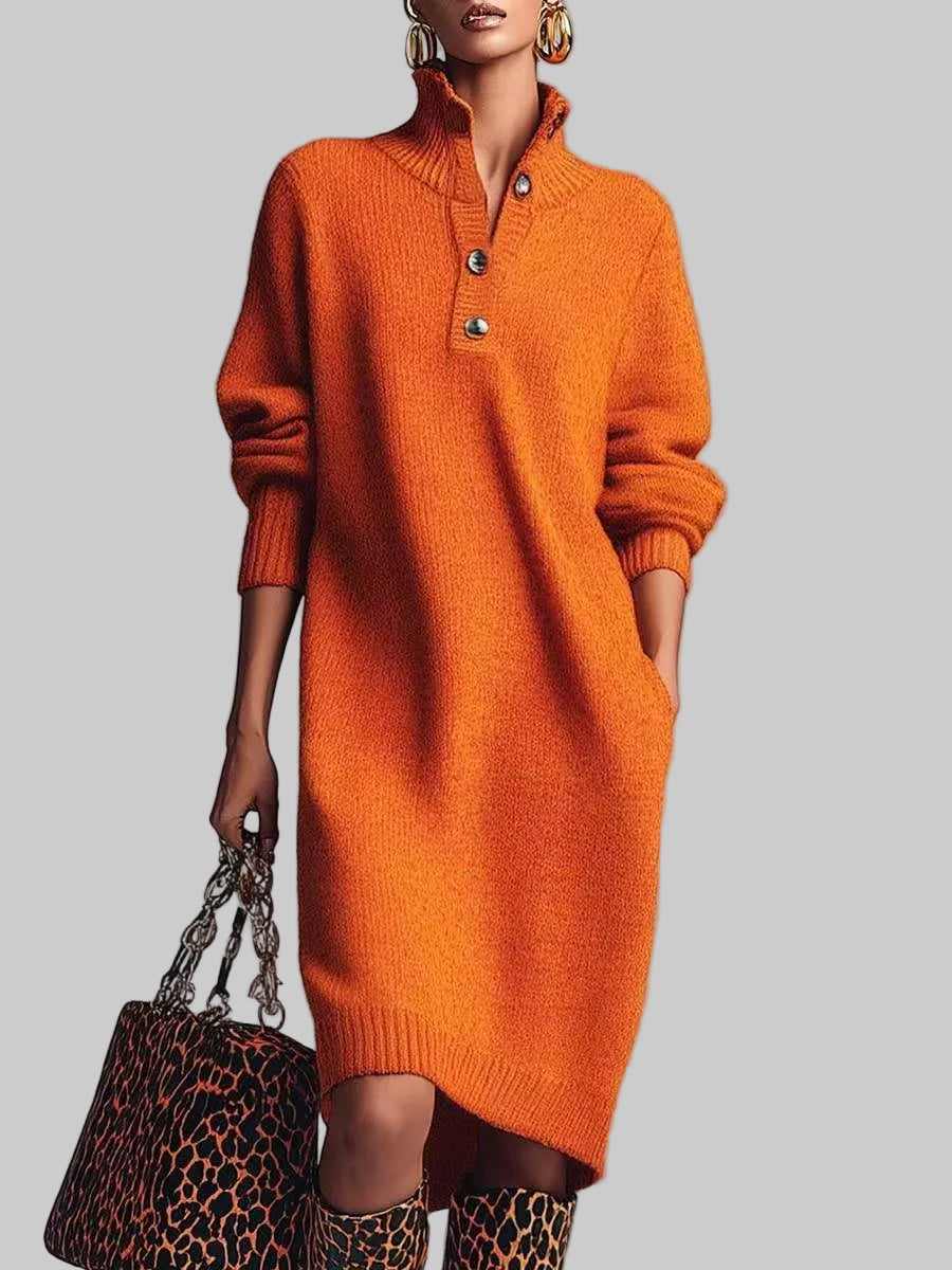 Relaxed Button-Up Jumper Dress