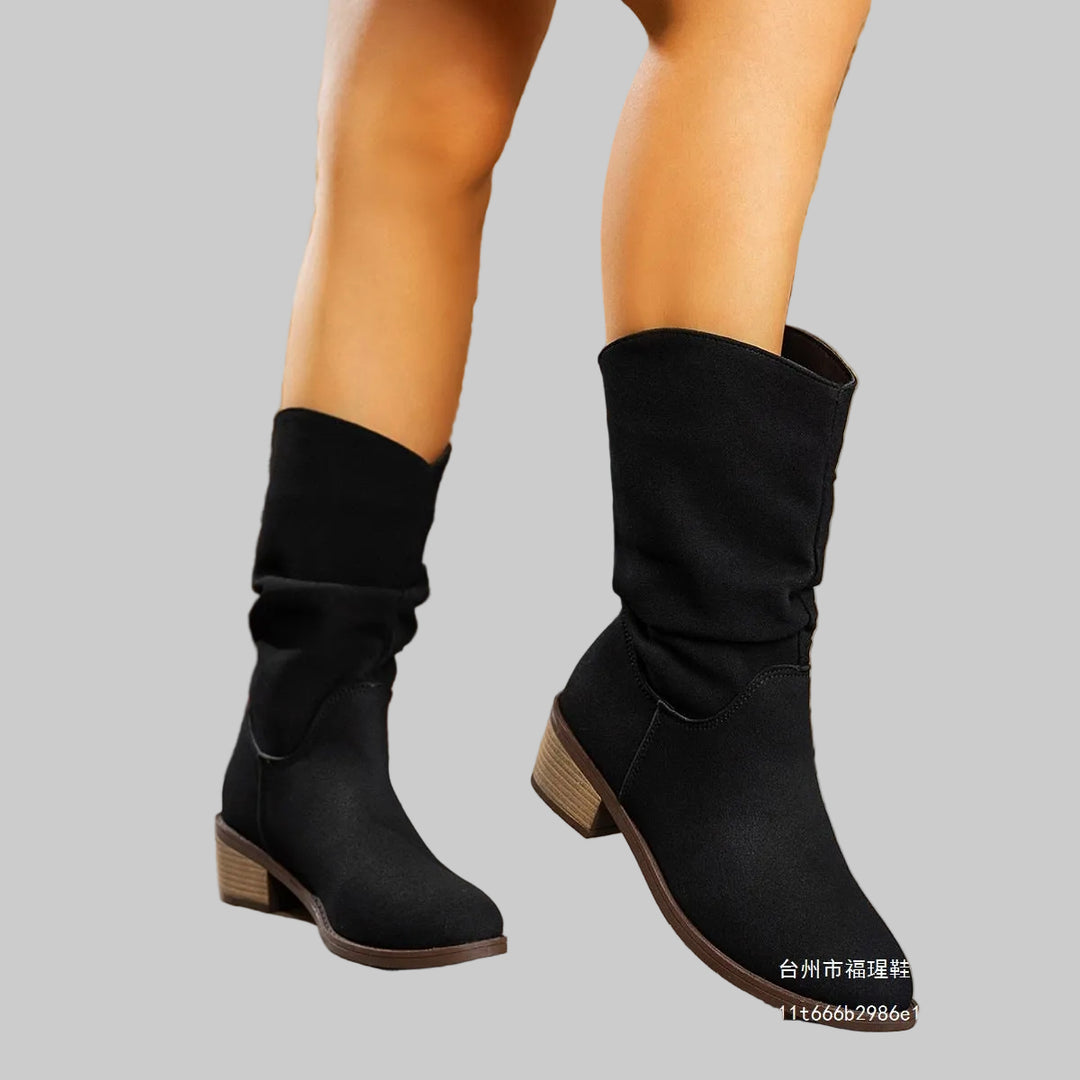 Women's Slouch Knee-High Boots with Block Heel